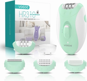 Epilator for Women-Cordless Epilators Hair Removal for Women, 4-in-1 Electric Razor Hair Remover, 2 Speeds & 21 Tweezers for Face Legs Arms Armpit Bikini, Green HR310