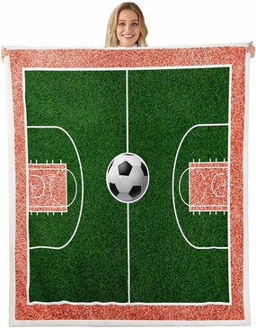 Erosebridal Football Fleece Blanket Baby 30"X40" Kids Soccer Sherpa Blanket Gaming Sports Throw Blanket for Boys Girls Ball Themed Court Fuzzy Blanket Green Filed Flannel Blanket