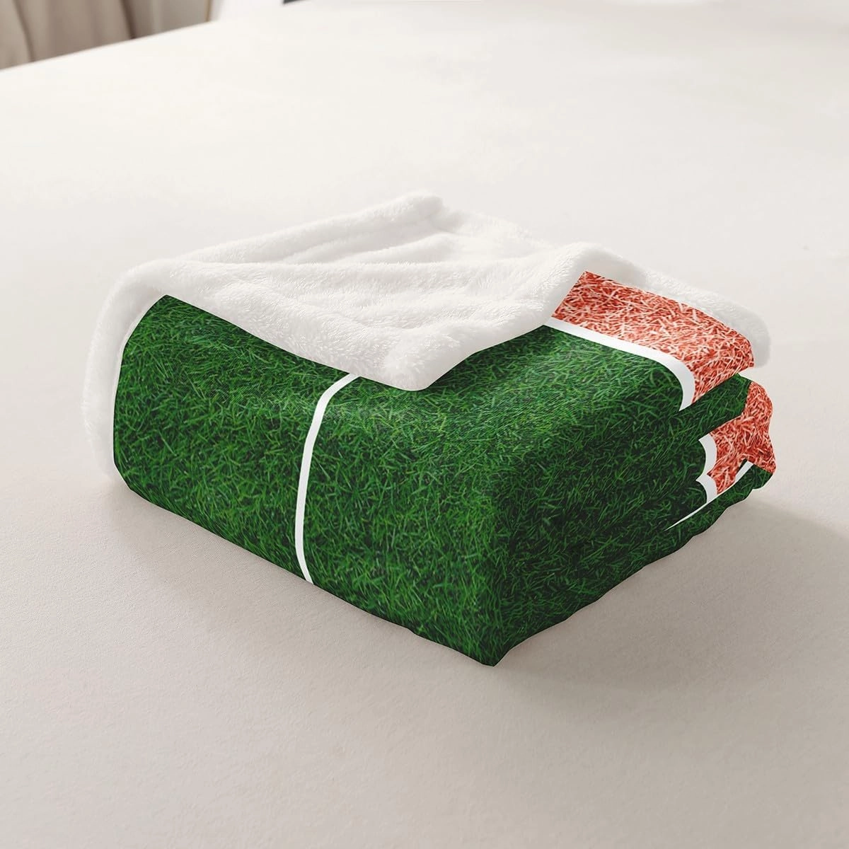 Erosebridal Football Fleece Blanket Baby 30"X40" Kids Soccer Sherpa Blanket Gaming Sports Throw Blanket for Boys Girls Ball Themed Court Fuzzy Blanket Green Filed Flannel Blanket