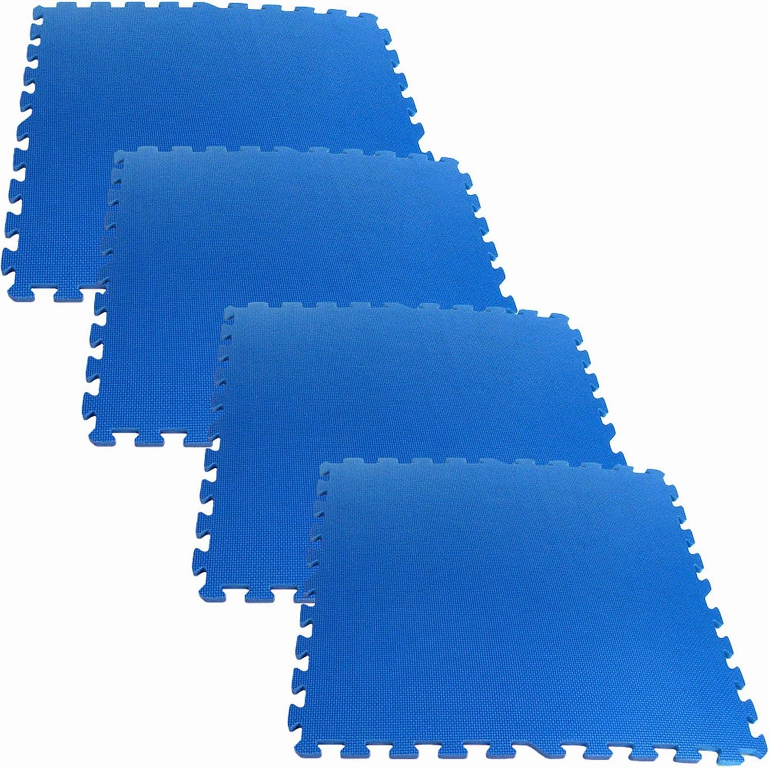 EVA Foam Mat Tiles 4-Pack - 16 SQ FT of Interlocking Padding for Garage, Playroom, or Gym Flooring - Exercise Mat or Baby Playmat by Stalwart (Blue)