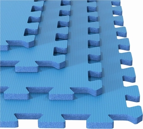 EVA Foam Mat Tiles 4-Pack - 16 SQ FT of Interlocking Padding for Garage, Playroom, or Gym Flooring - Exercise Mat or Baby Playmat by Stalwart (Blue)