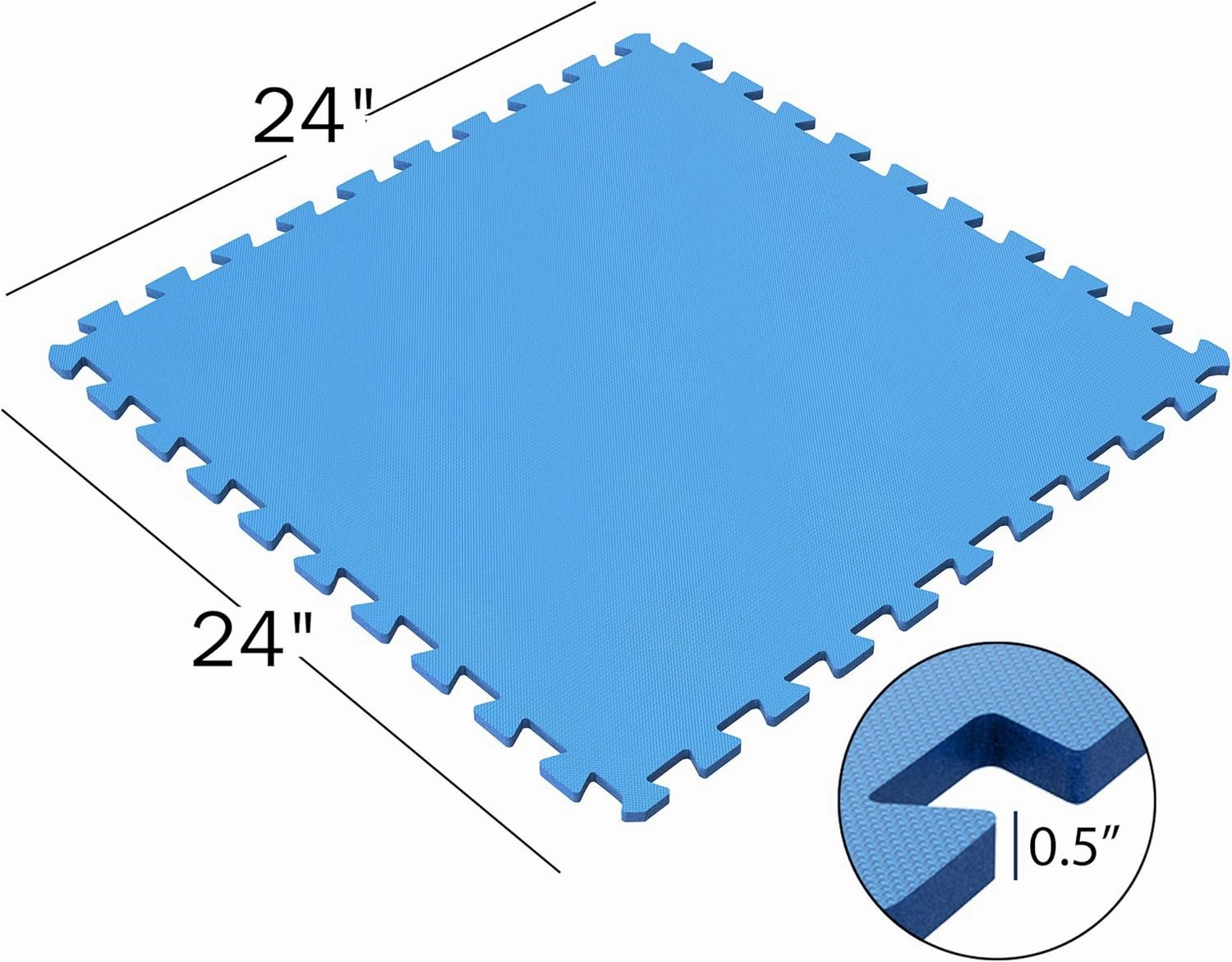EVA Foam Mat Tiles 4-Pack - 16 SQ FT of Interlocking Padding for Garage, Playroom, or Gym Flooring - Exercise Mat or Baby Playmat by Stalwart (Blue)