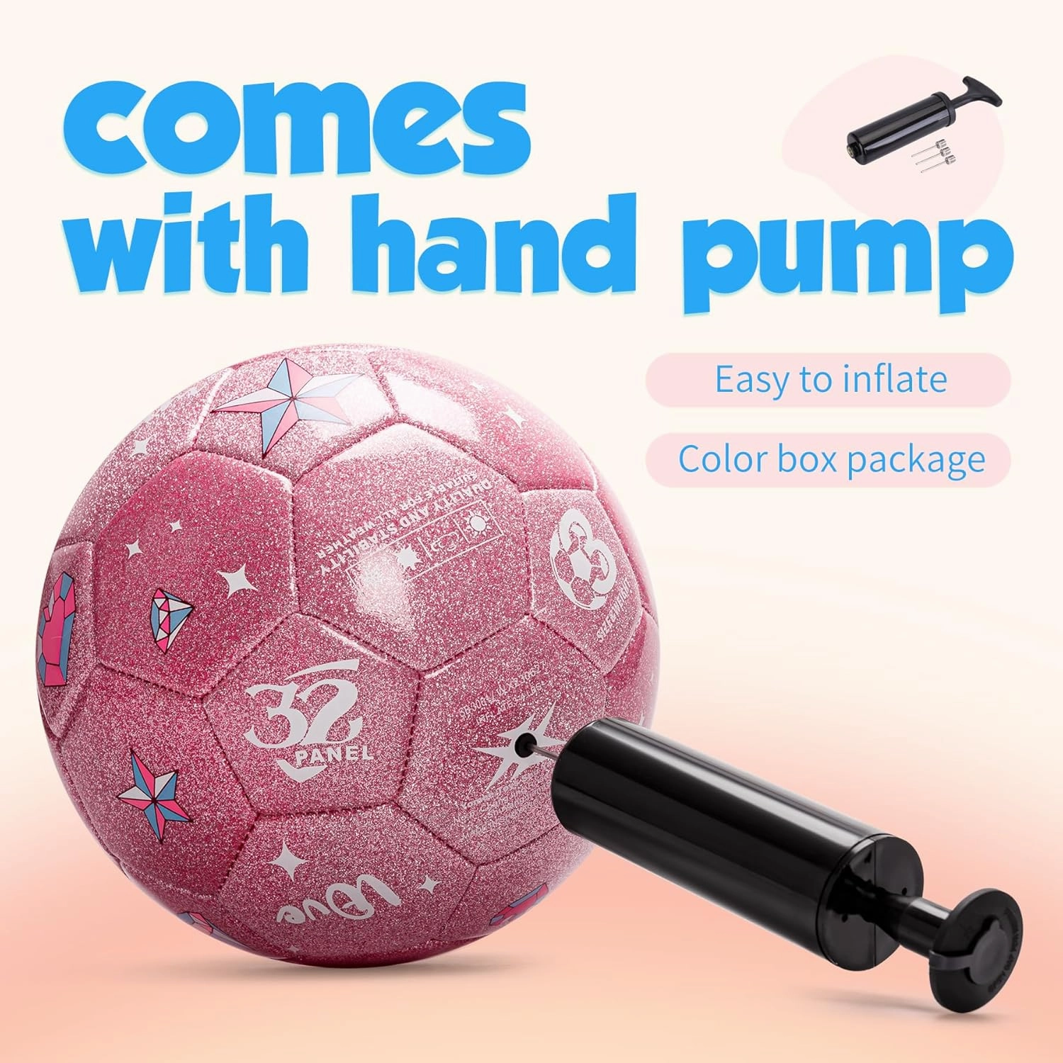 EVERICH Soccer Ball Size 2/3/4/5 for Toddlers & Kids - Shiny Unicorn Dinosaur Cute Design - Small Soccer Ball with Pump- Great Gifts for Children Girls Boys 2 3 4 5 6 7 8 9 10 11 12 Years