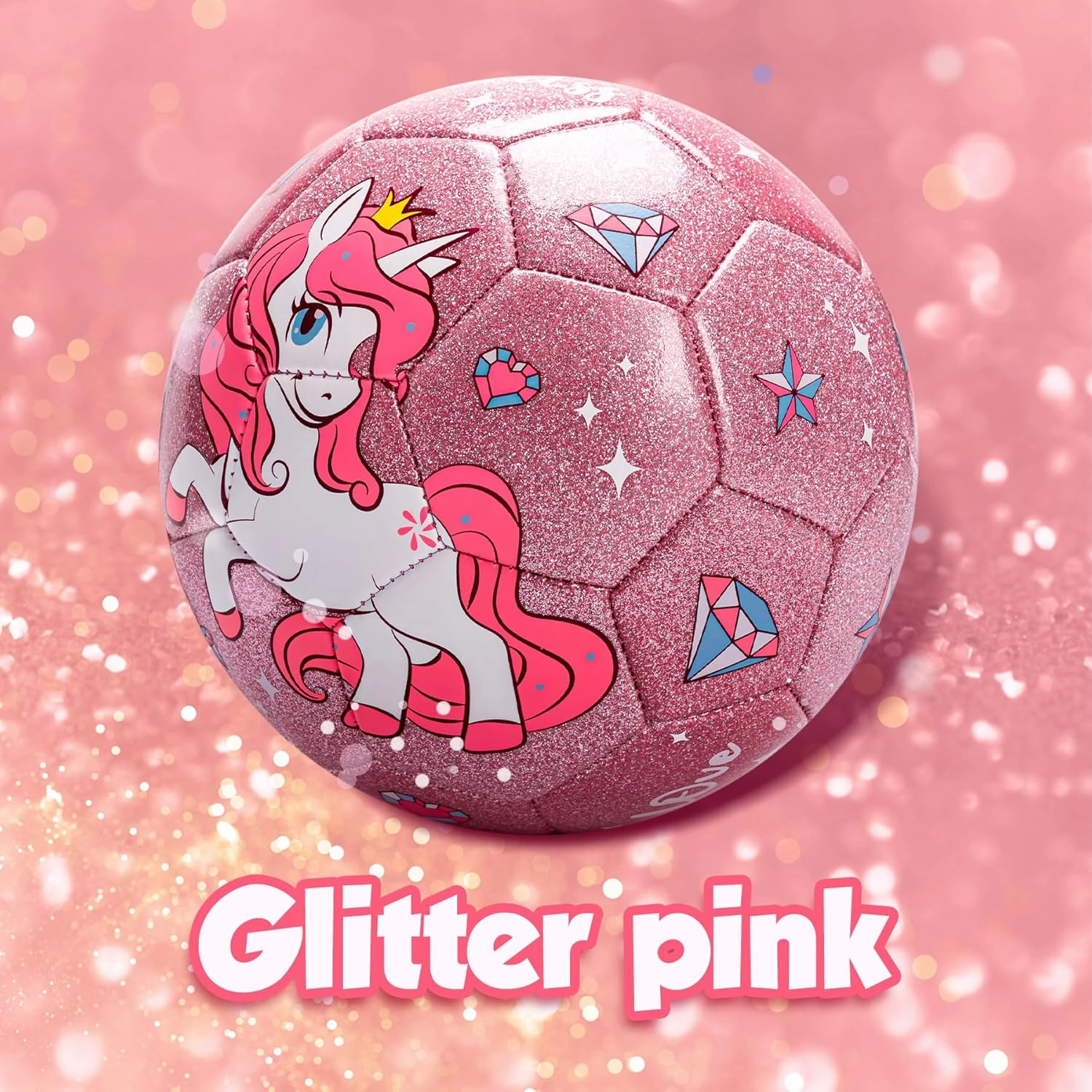 EVERICH Soccer Ball Size 2/3/4/5 for Toddlers & Kids - Shiny Unicorn Dinosaur Cute Design - Small Soccer Ball with Pump- Great Gifts for Children Girls Boys 2 3 4 5 6 7 8 9 10 11 12 Years