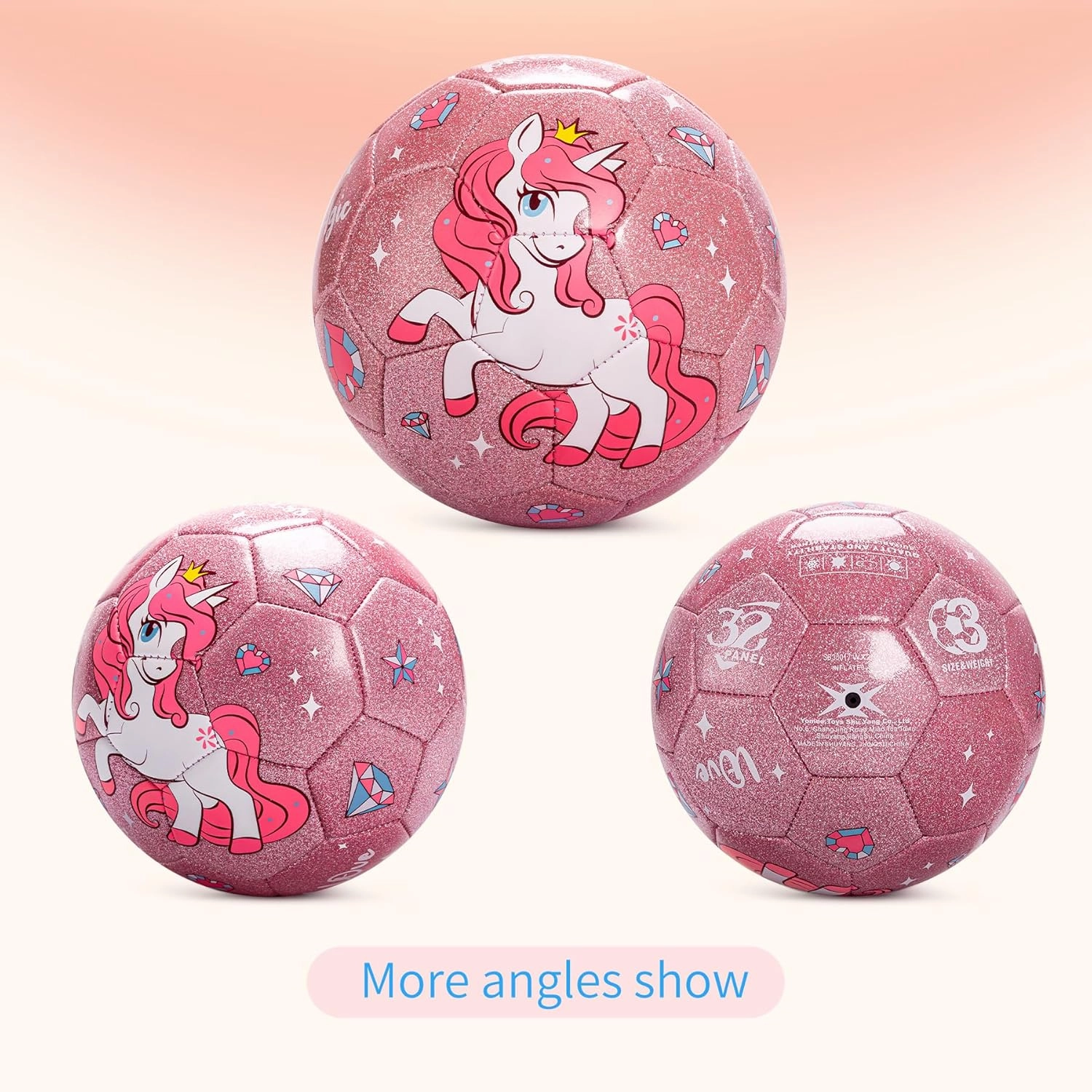 EVERICH Soccer Ball Size 2/3/4/5 for Toddlers & Kids - Shiny Unicorn Dinosaur Cute Design - Small Soccer Ball with Pump- Great Gifts for Children Girls Boys 2 3 4 5 6 7 8 9 10 11 12 Years