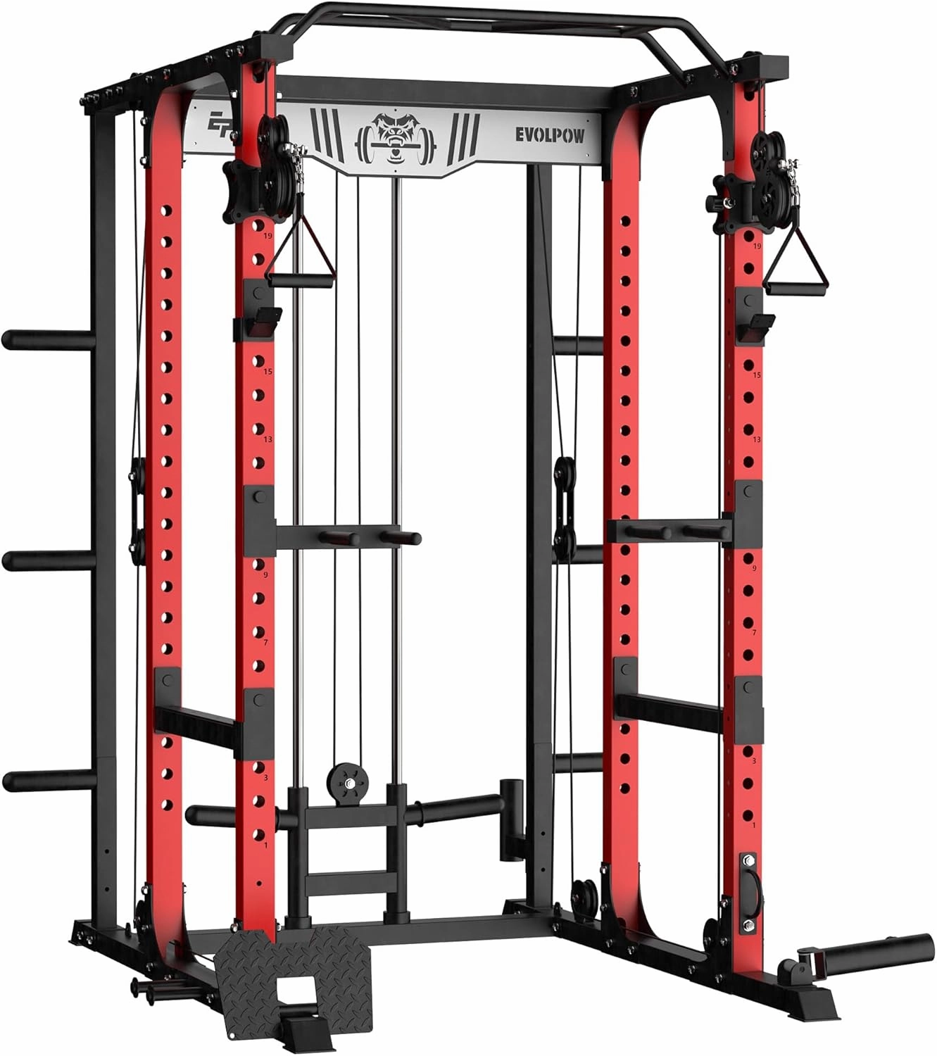 EVOLPOW Power Cage P3A, 1500LBS Multi-Function Power Rack with Adjustable Cable Crossover System and More Training Attachment, Weight Cage for Home Gym