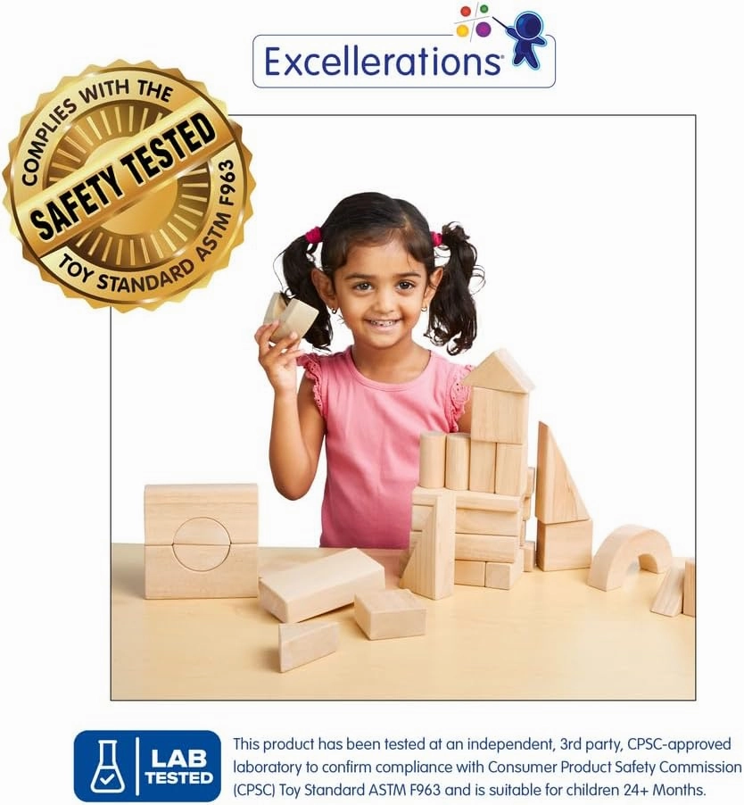 Excellerations Rubberwood Floor Unit Building Blocks - Starter Set of 58