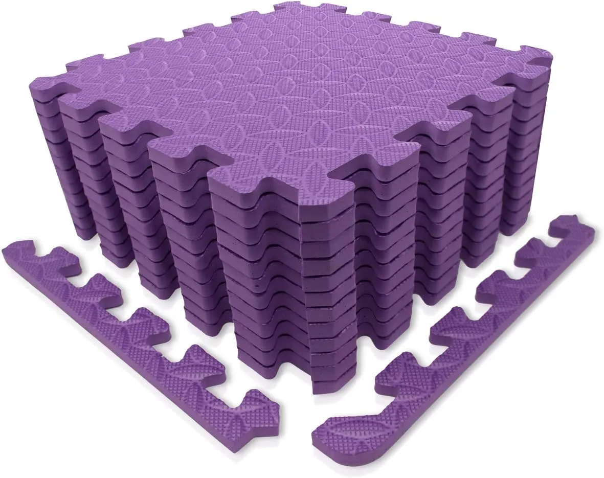 Exercise Mat/Protective Flooring Mats with EVA Foam Interlocking Tiles and Edge Pieces Suitable for Gym Equipment, Yoga, Surface Protection