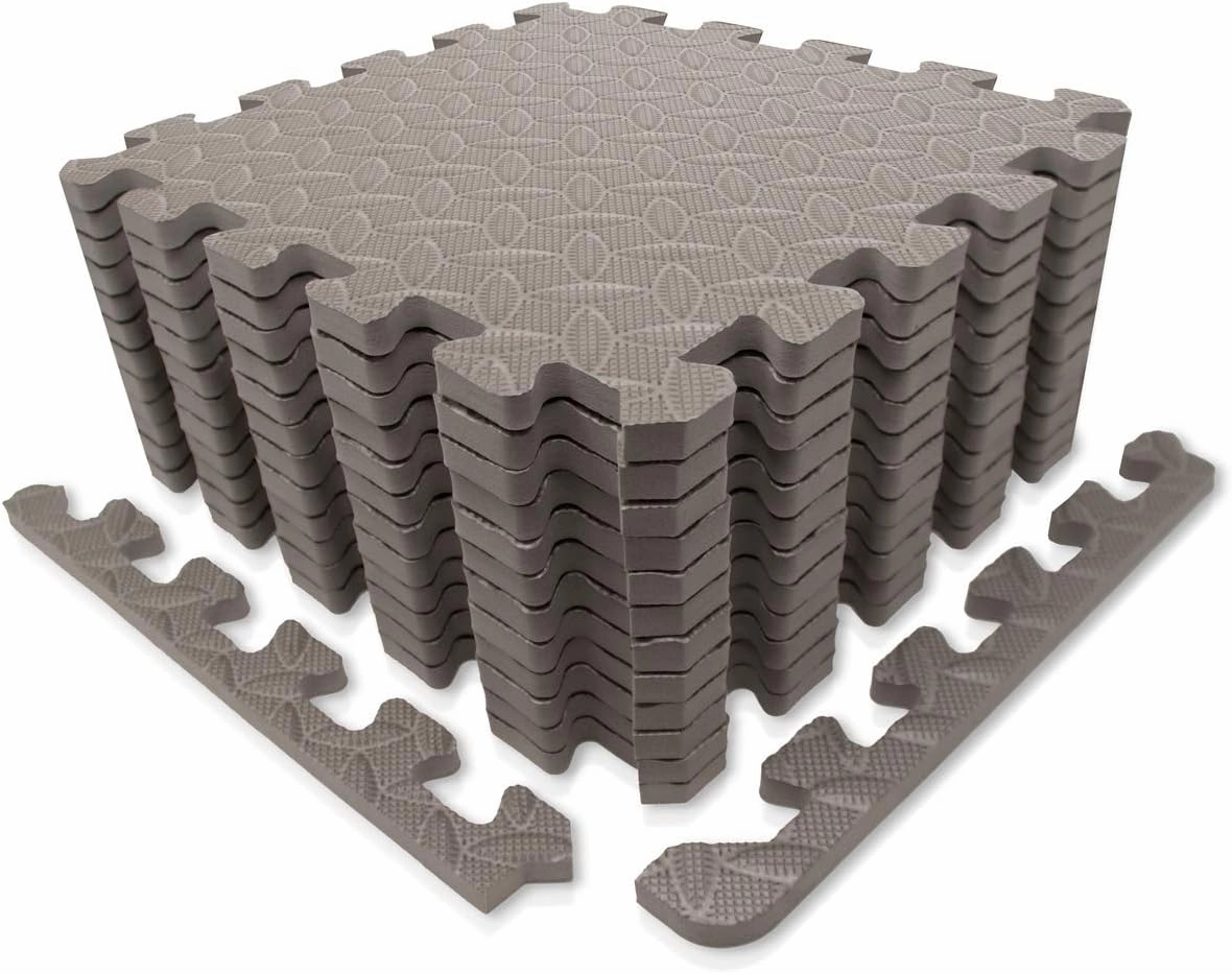 Exercise Mat/Protective Flooring Mats with EVA Foam Interlocking Tiles and Edge Pieces Suitable for Gym Equipment, Yoga, Surface Protection