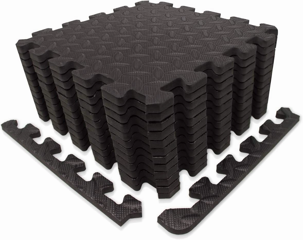 Exercise Mat/Protective Flooring Mats with EVA Foam Interlocking Tiles and Edge Pieces Suitable for Gym Equipment, Yoga, Surface Protection