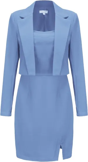EXLURA Women's Professional Business Lightweight Blazer Dress Suit Sets 2 Piece Work Office Fashion Outfits