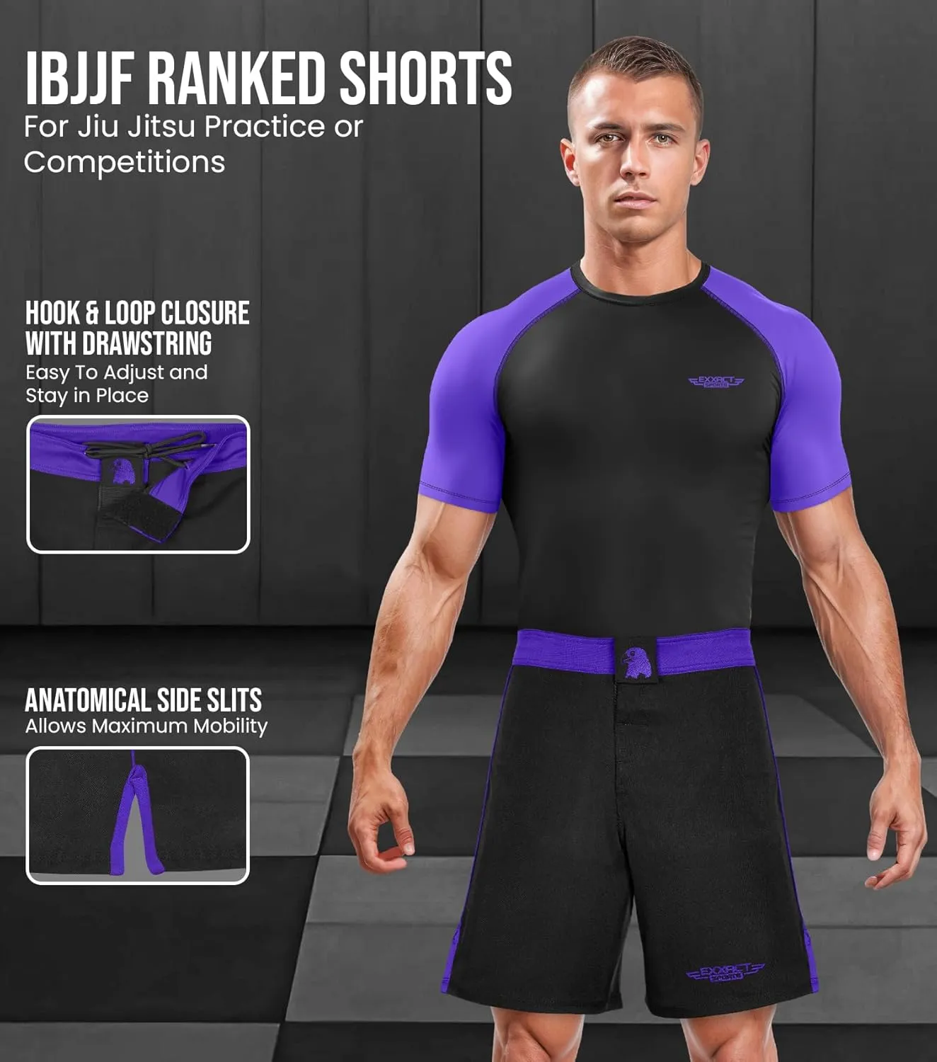 Exxact Sports MMA Shorts, IBJJF Ranked No Gi BJJ Jiu Jitsu Shorts for Men, Boxing, Cross Training & Grappling Shorts