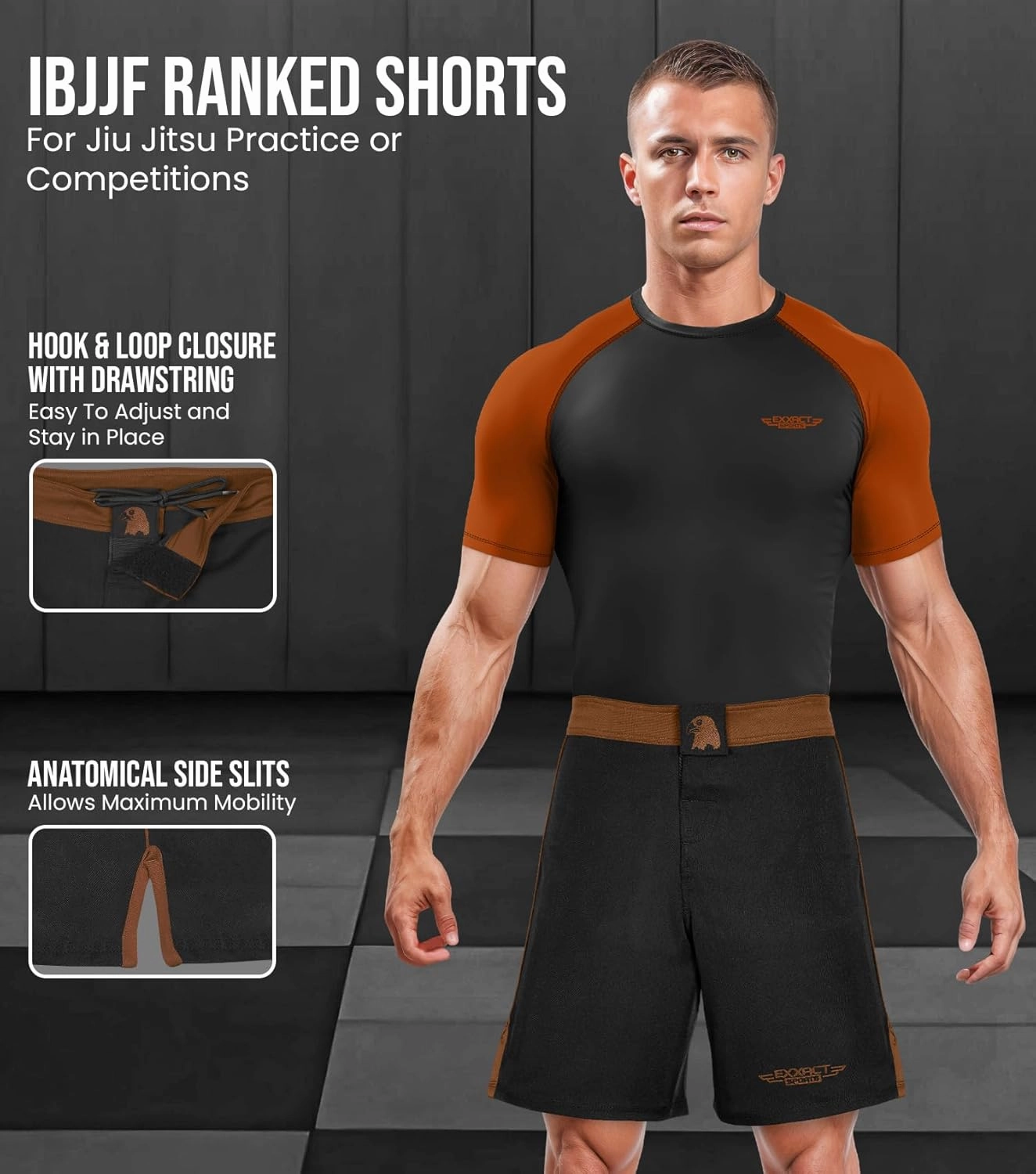Exxact Sports MMA Shorts, IBJJF Ranked No Gi BJJ Jiu Jitsu Shorts for Men, Boxing, Cross Training & Grappling Shorts