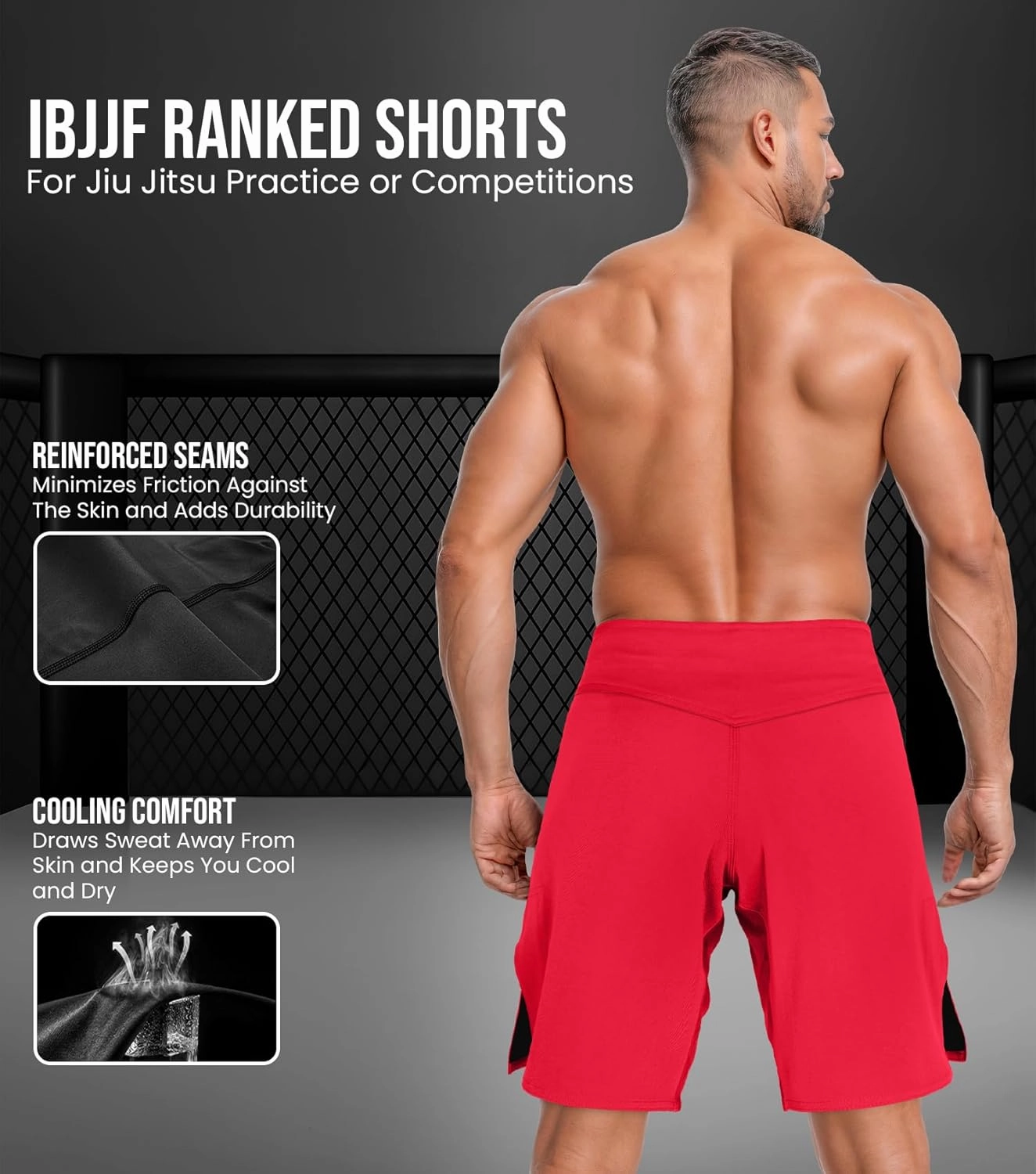 Exxact Sports Pro MMA Shorts, No-Gi BJJ Jiu Jitsu Shorts for Men, Boxing, UFC, Cross Training, Kickboxing & Grappling Shorts.