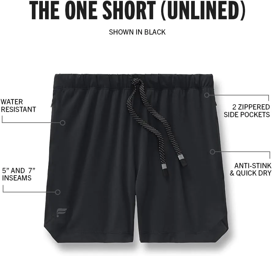 Fabletics Men's The One Short (Unlined), Training, Swimming, Lightweight, Quick-Dry, Zip Pocket, Stretch Woven