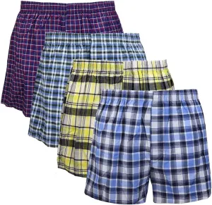 Falari 4-Pack Men's Boxer Underwear 100% Cotton Premium Quality