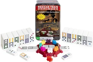 Family Traditions Mexican Train Dominoes Tin, Crystalline Dominoes
