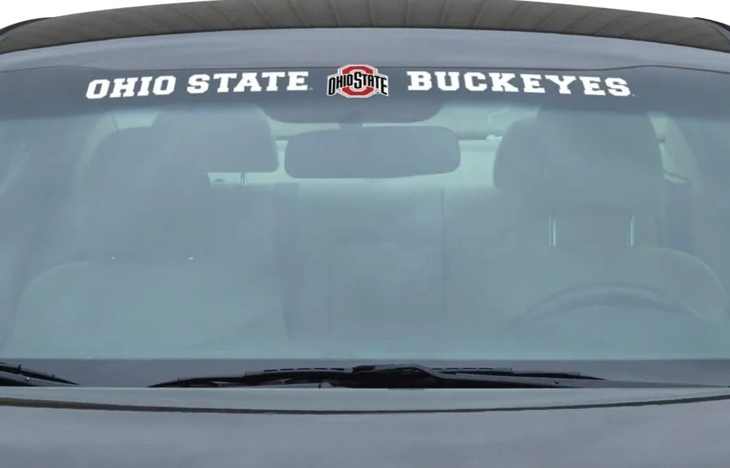 FANMATS 61524 NCAA - Ohio State Buckeyes Sun Stripe Windshield Decal 3.25 in. x 34 in. - Great Gift for Sports Fans - Works On Hard Surfaces - for Homes, Cars, Trucks, SUVs.