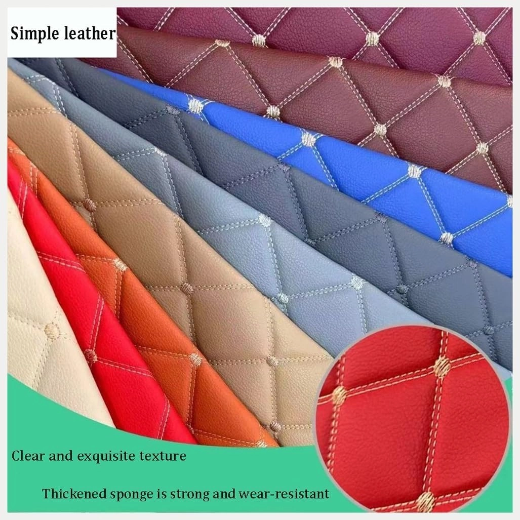 Faux Leather Quilted Faux Leather Diamond Fluted Car Seating Vehicle Upholstery Fabric，Vinyl PVC Leather Stitch Padded Cushion Linen Wadding Fabric(Beige,1.6x1m)