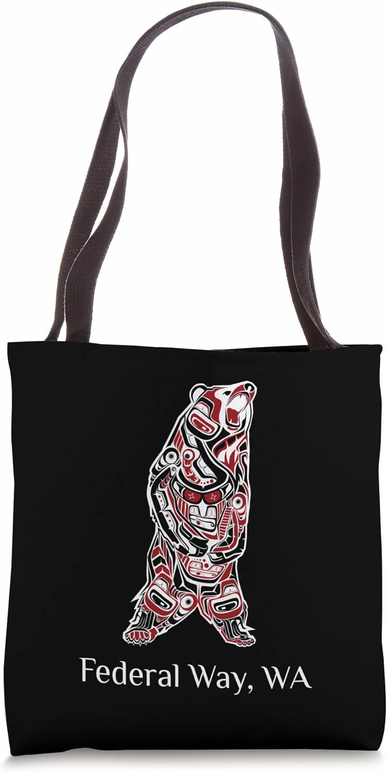 Federal Way WA Native American Indian Brown Grizzly Bear Tote Bag