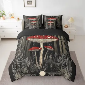 Feelyou Cute Mushroom Decor 7 Pieces Bedding Set Boys Girls King Size Cartoon Mushrooms Comforter Set with Sheets Ultra Soft Kawaii Fungus Bed in a Bag Mushroom Bedspread Cover Room Decor