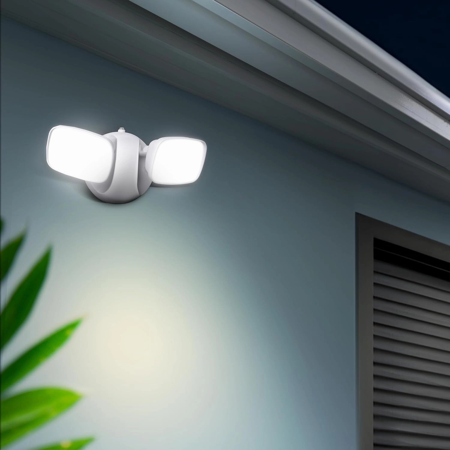 Feit Electric LED Security Light Outdoor, 28W LED Waterproof Flood Light, 2 Head, Wall Mount, Switch Operated, 2000 Lumens, 50,000 Hour Lifespan, Dusk to Dawn,White, S9DFL/850/DD/WH