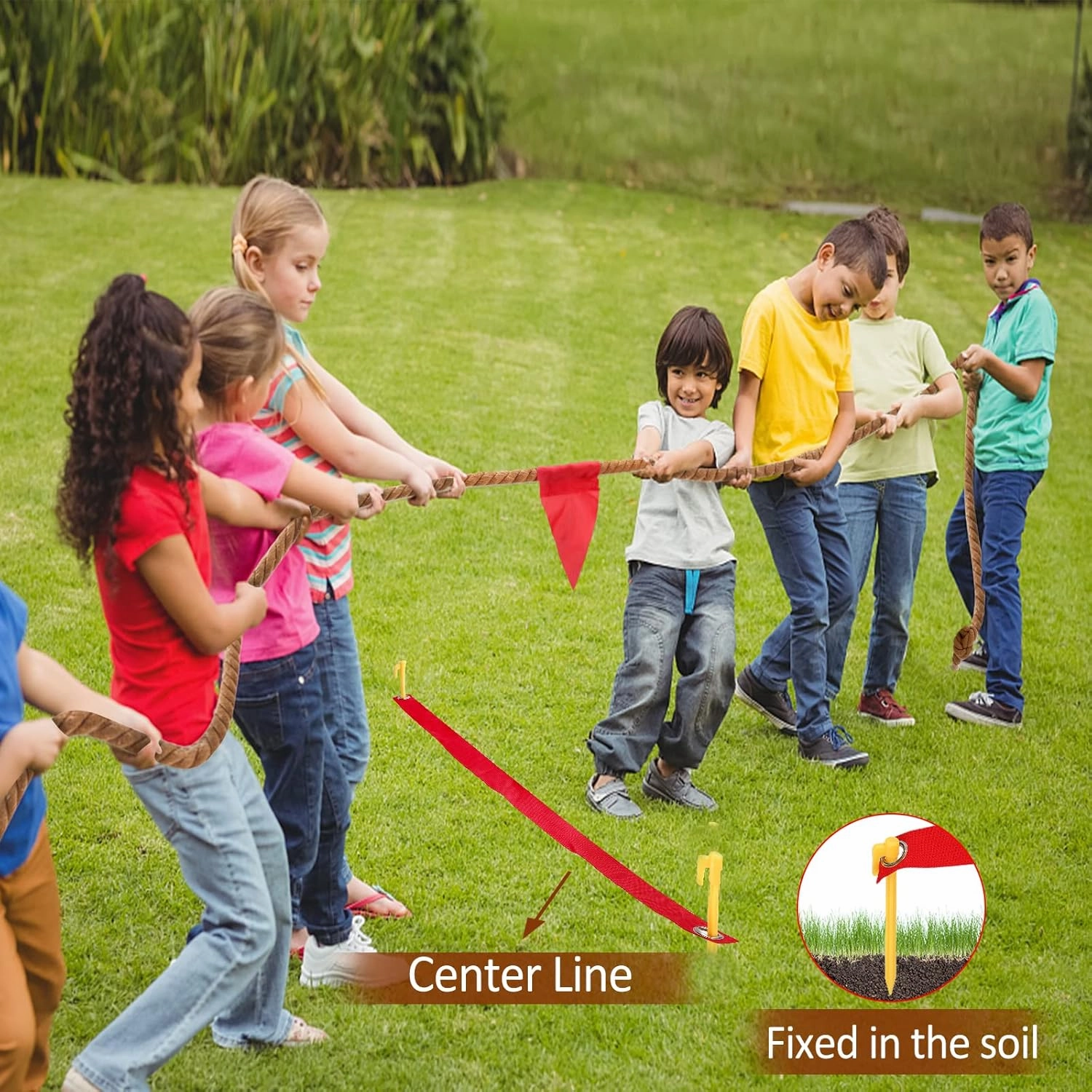 Field Day Tug a War Rope Games 60FT for Kids and Adult, Outdoor Outside Activities Carnival Easter Games for Kids Family Reunion Birthday Party Lawn Picnic Yard Games for Team Building, Brown
