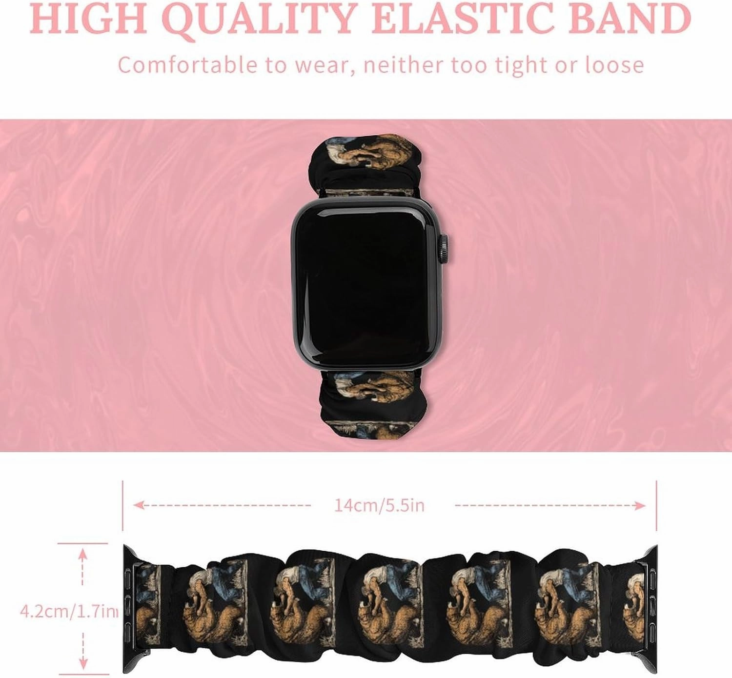Fighting With Bear Fashion Watch Strap Scrunchies Wristbands Compatible With IWatch Series