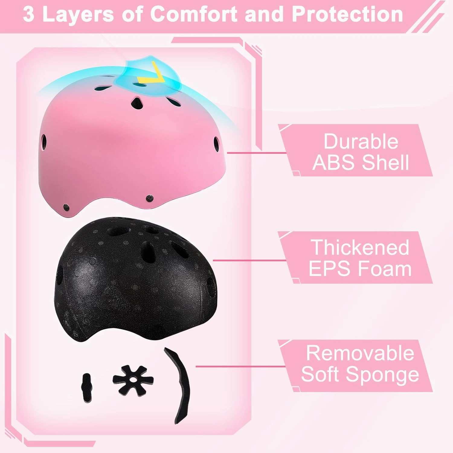 FIODAY Kids Bike Helmet Knee Pads for Kids Adjustable Protective Gear with Knee and Elbow Pads Wrist Guards Toddler Helmet for Boys Girls Skateboard Inline Skating Scooter, 3-5-8-13 Years