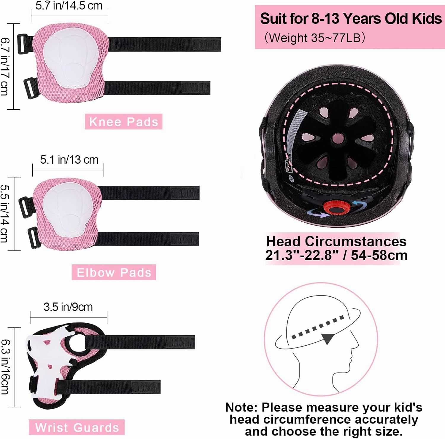 FIODAY Kids Bike Helmet Knee Pads for Kids Adjustable Protective Gear with Knee and Elbow Pads Wrist Guards Toddler Helmet for Boys Girls Skateboard Inline Skating Scooter, 3-5-8-13 Years