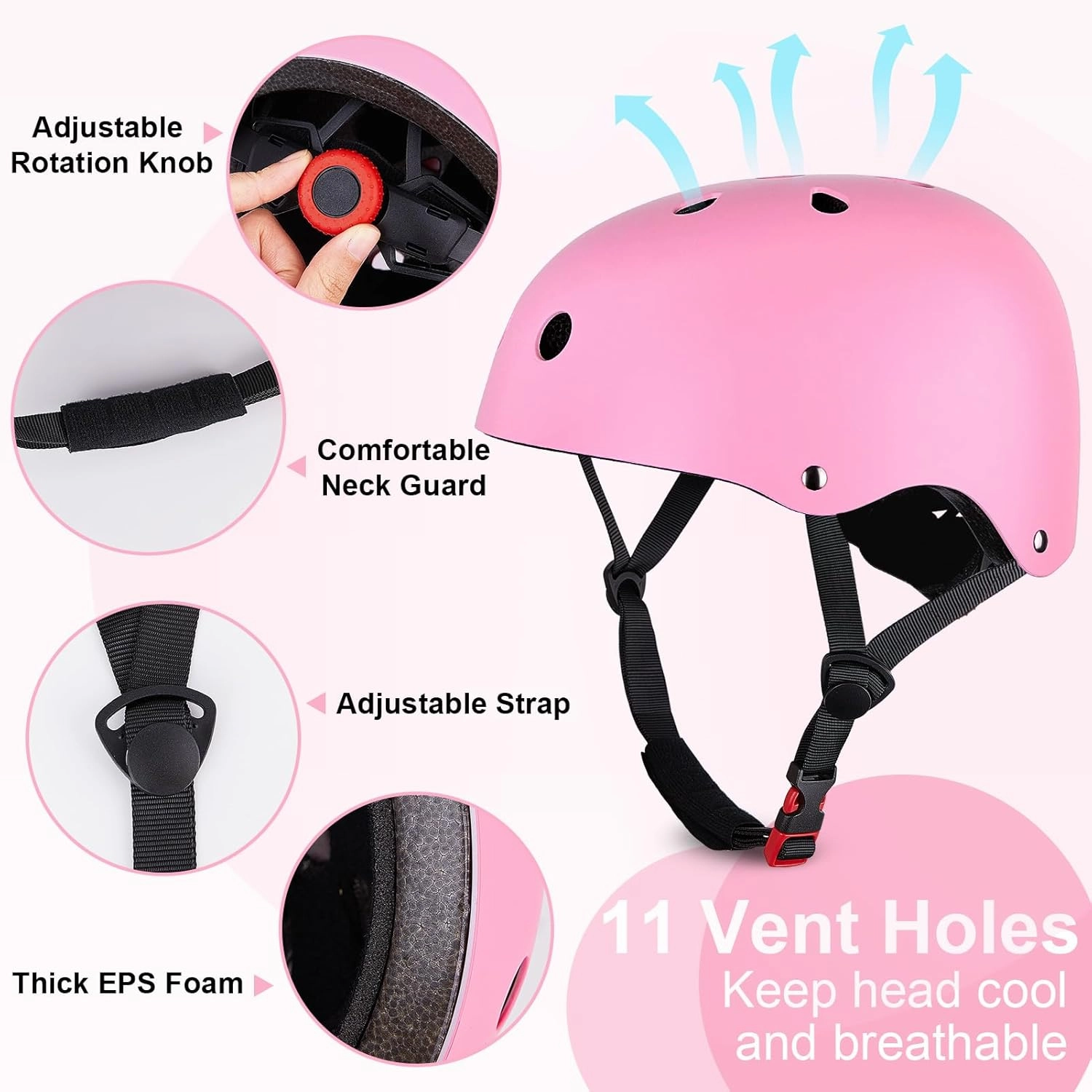 FIODAY Kids Bike Helmet Knee Pads for Kids Adjustable Protective Gear with Knee and Elbow Pads Wrist Guards Toddler Helmet for Boys Girls Skateboard Inline Skating Scooter, 3-5-8-13 Years