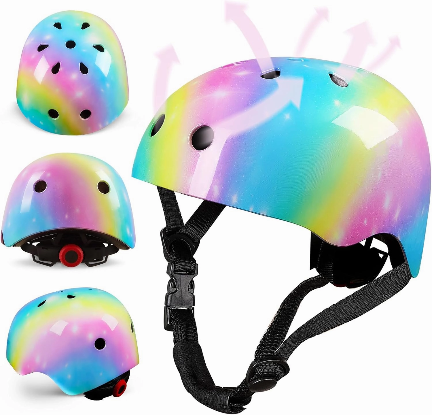 FIODAY Kids Helmet Knee Pads for Kids Unicorn Knee and Elbow Pads Wrist Guards Adjustable Protective Gear Set for Girls Boys Sports Skateboard Inline Skating Scooter