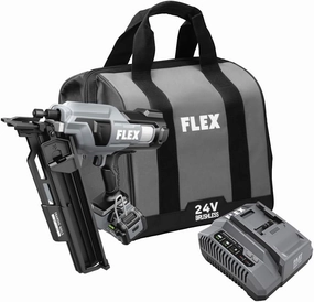 FLEX 24V 21° Framing Nailer Kit with 5.0Ah Lithium Battery and 160W Fast Charger - FX4351A-1C