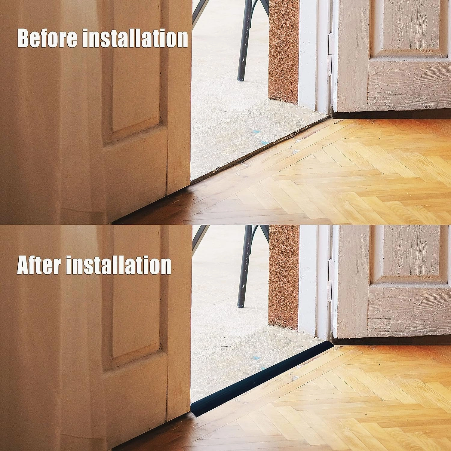 Floor Transition Strip Door Threshold 36 inch, 3/4 to 4/5 in Thresholds for Doorways, Edge-Reducer Transition-Strips for Door/Floor (Black)