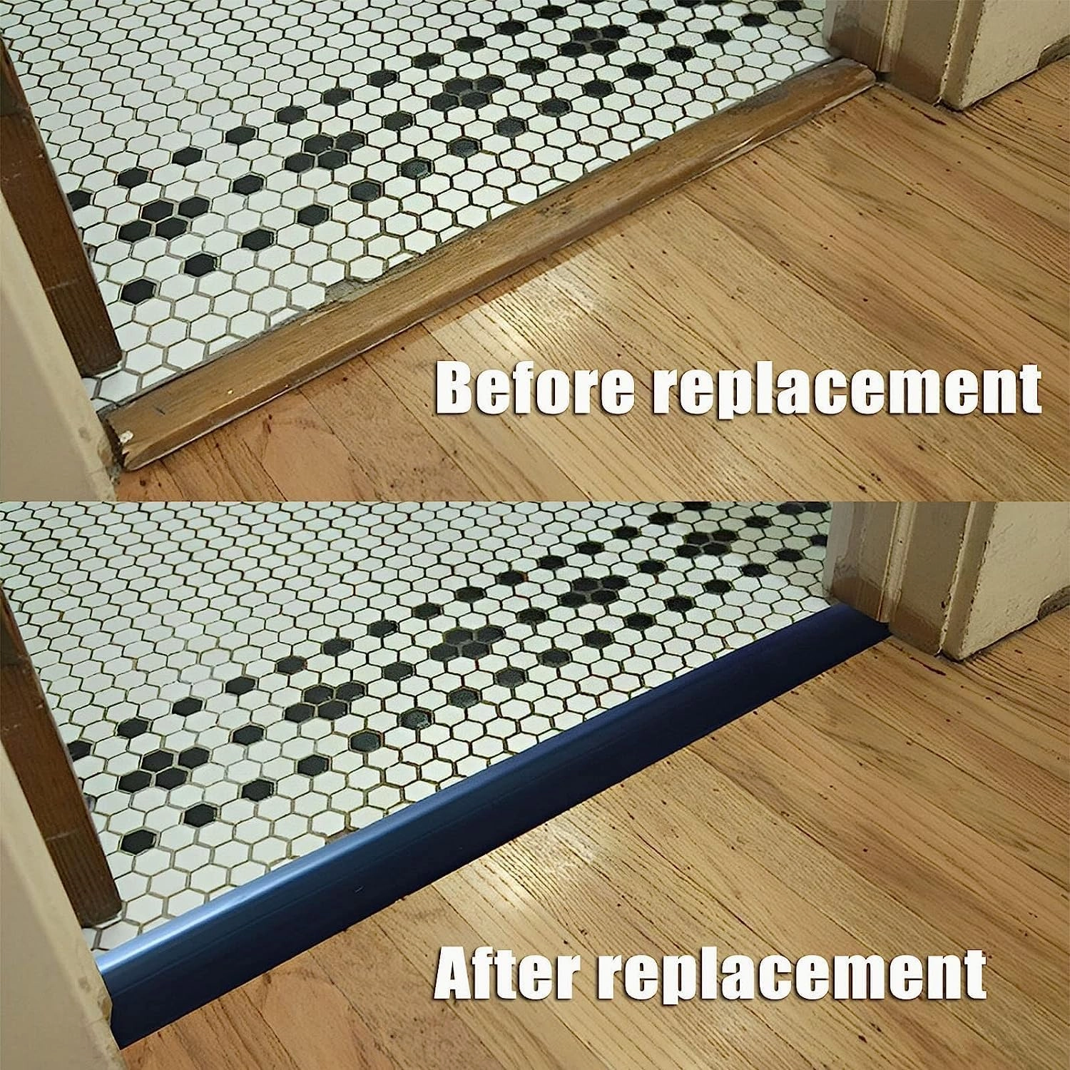Floor Transition Strip Door Threshold 36 inch, 3/4 to 4/5 in Thresholds for Doorways, Edge-Reducer Transition-Strips for Door/Floor (Black)