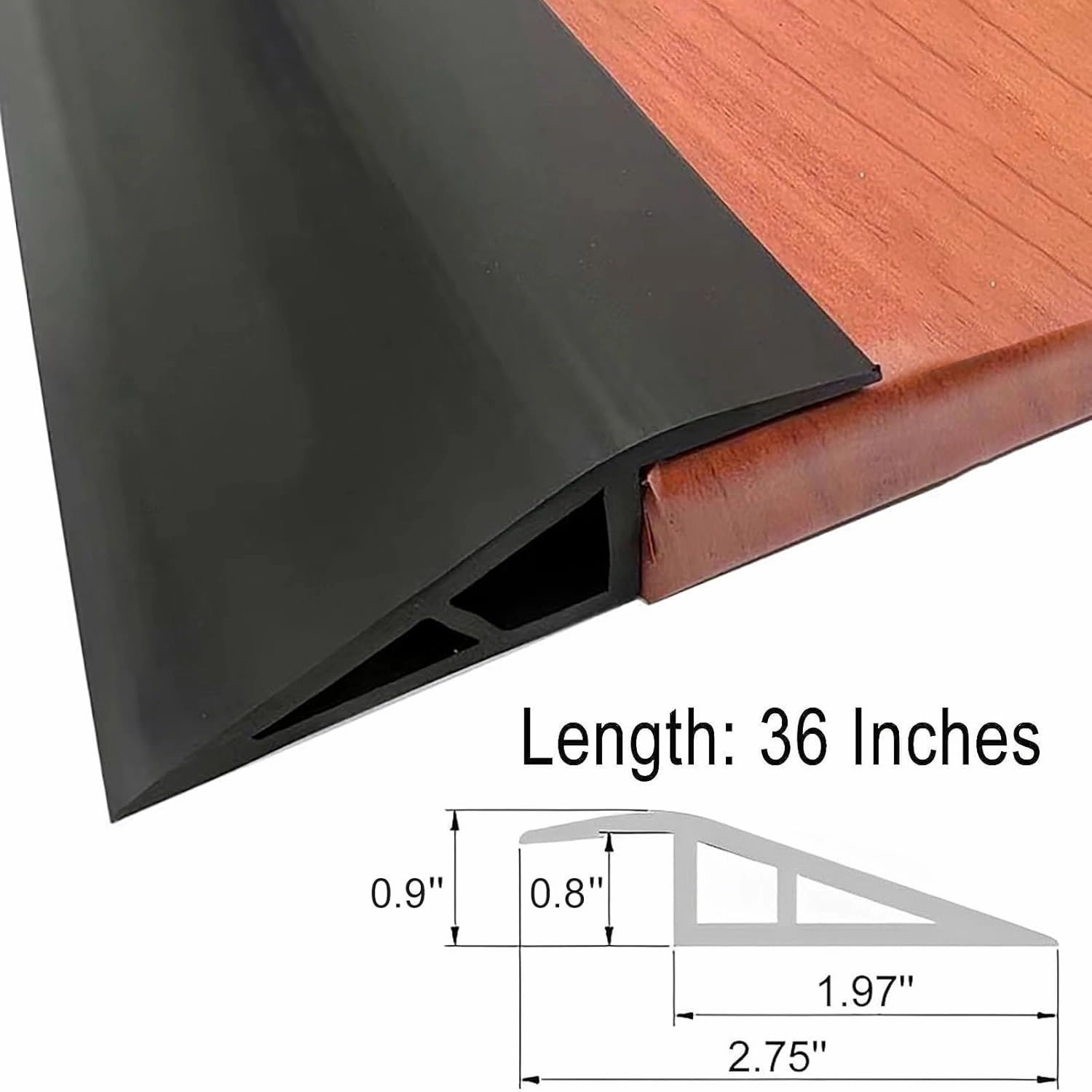 Floor Transition Strip Door Threshold 36 inch, 3/4 to 4/5 in Thresholds for Doorways, Edge-Reducer Transition-Strips for Door/Floor (Black)