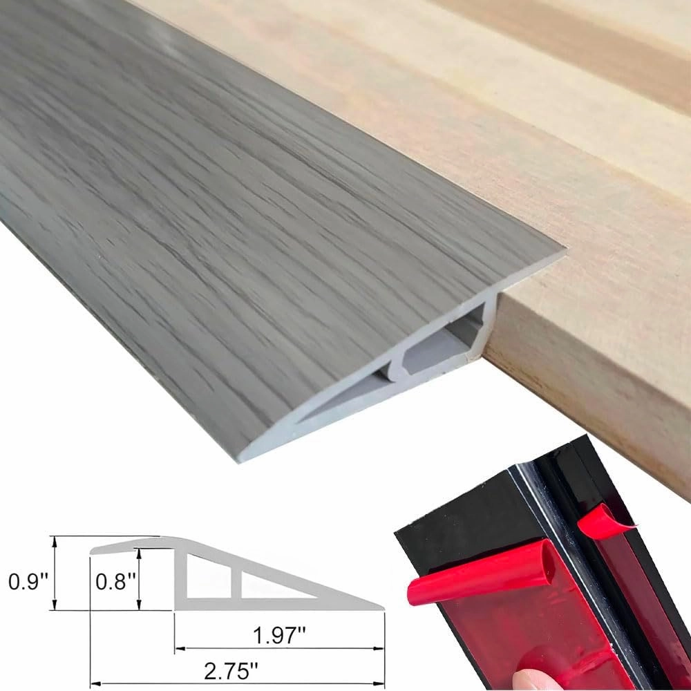 Floor-Transition-Strip Door-Threshold-Ramps 36 inch, Threshold 3/4 to 4/5 in, Thresholds for Doorways, Edge-Reducer Threshold-Transition-Strip for Door/Floor (Wood Grain Gray)