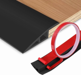 Floor Transition Strip Vinyl Door Threshold Ramp Self Adhesive Carpet Edging Strip Doorway Edge Trim, Overlap Edge Reducer for Laminate Carpet, Floor, Tile (Black, 3/5" to 4/5", 3.3Ft)