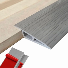 Floor Transition Strips Door Threshold Ramps 36 inch, 1/2'' ~ 3/5'' Thresholds Ramps for Doorways, Transition Strips for Doorways (Wood Grain Gray)