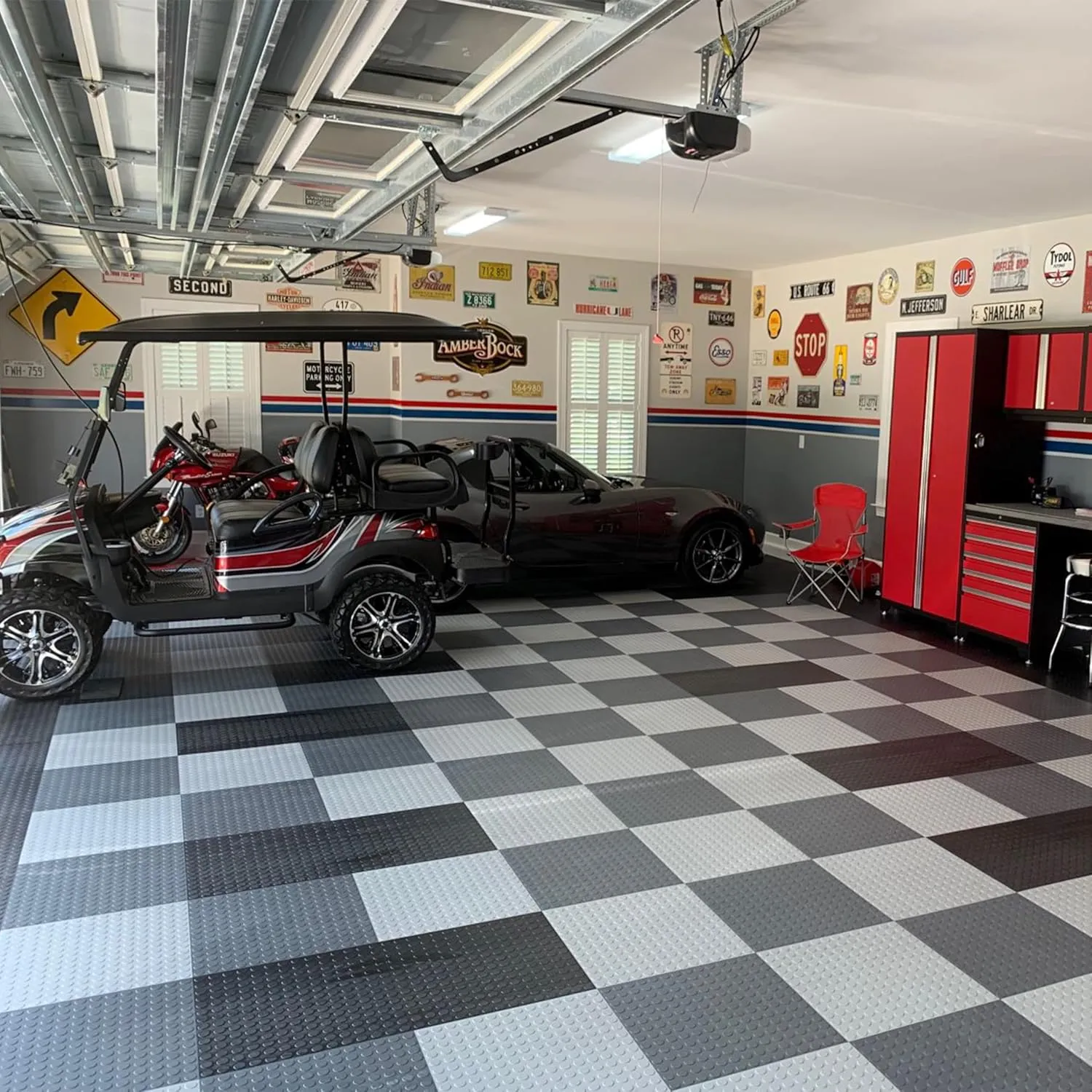 FlooringInc's 4.5mm Flex Nitro Hidden Interlocking Garage Floor Tiles, Flexible PVC Garage Tiles Flooring for a Stronger & Safer Garage, Workshop or Shed, Coin, Terracotta, 8 Tiles (20.5"x20.5")