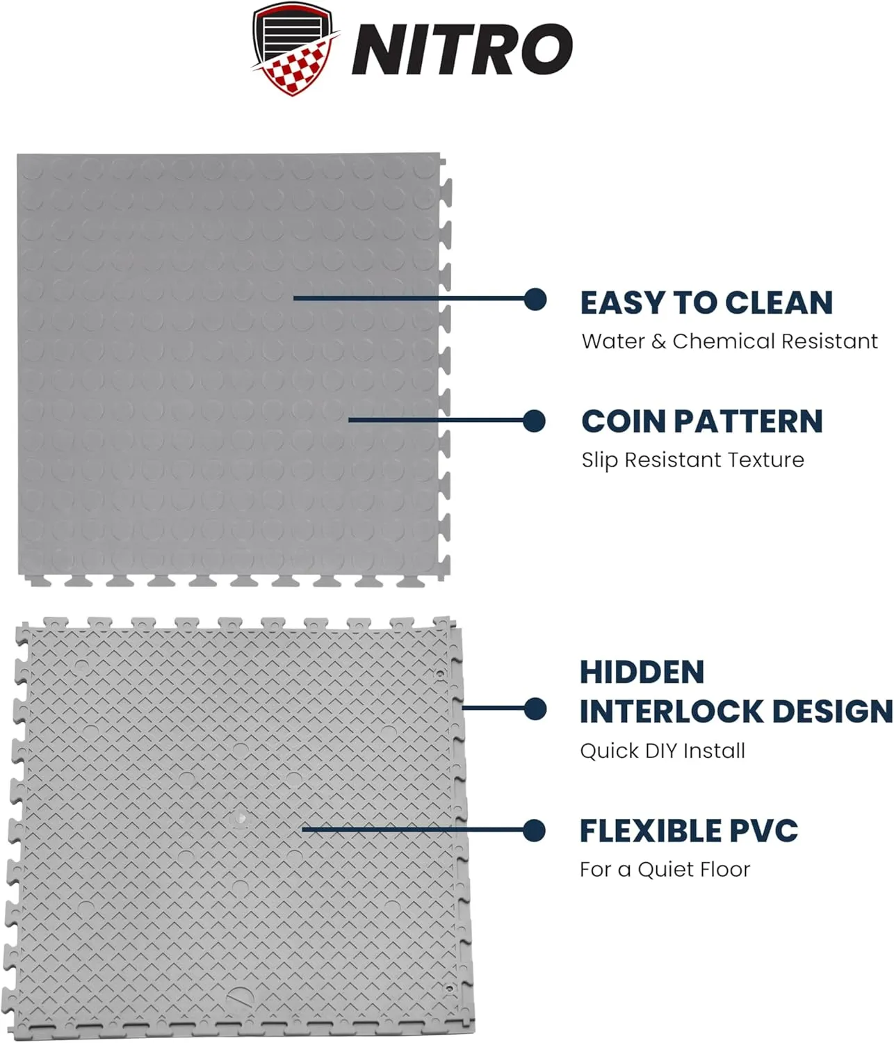 FlooringInc's 4.5mm Flex Nitro Hidden Interlocking Garage Floor Tiles, Flexible PVC Garage Tiles Flooring for a Stronger & Safer Garage, Workshop or Shed, Coin, Terracotta, 8 Tiles (20.5"x20.5")
