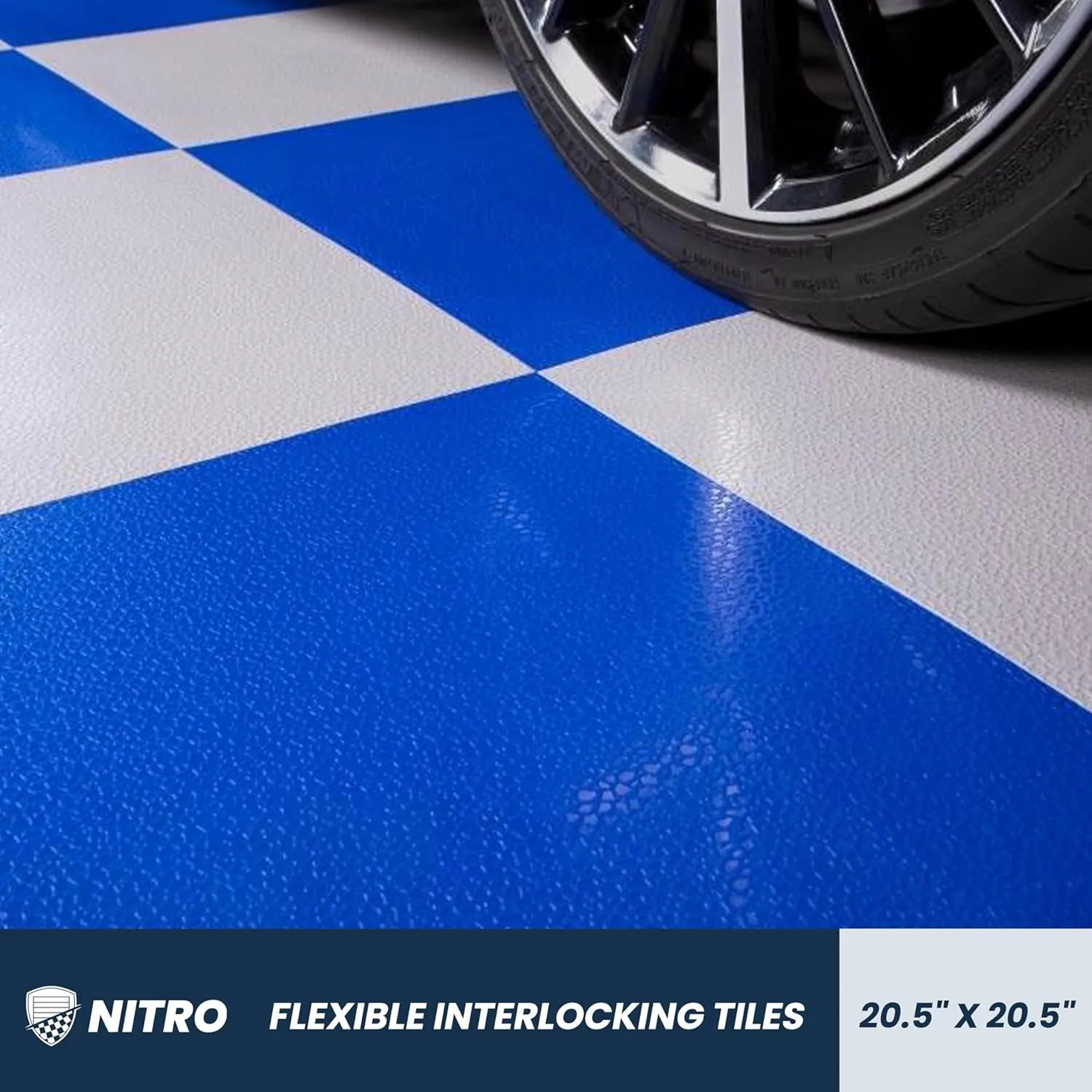 FlooringInc's 4.5mm Flex Nitro Hidden Interlocking Garage Floor Tiles, Flexible PVC Garage Tiles Flooring for a Stronger & Safer Garage, Workshop or Shed, Smooth, Light Gray, 4 Tiles (20.5"x20.5")