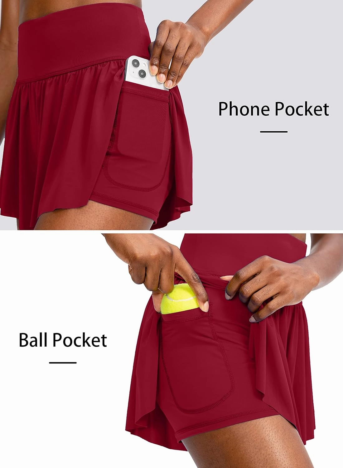 Flowy Running Shorts for Women with 4 Pockets 2 in 1 High Waisted Women's Butterfly Workout Athletic Tennis Skirt Shorts