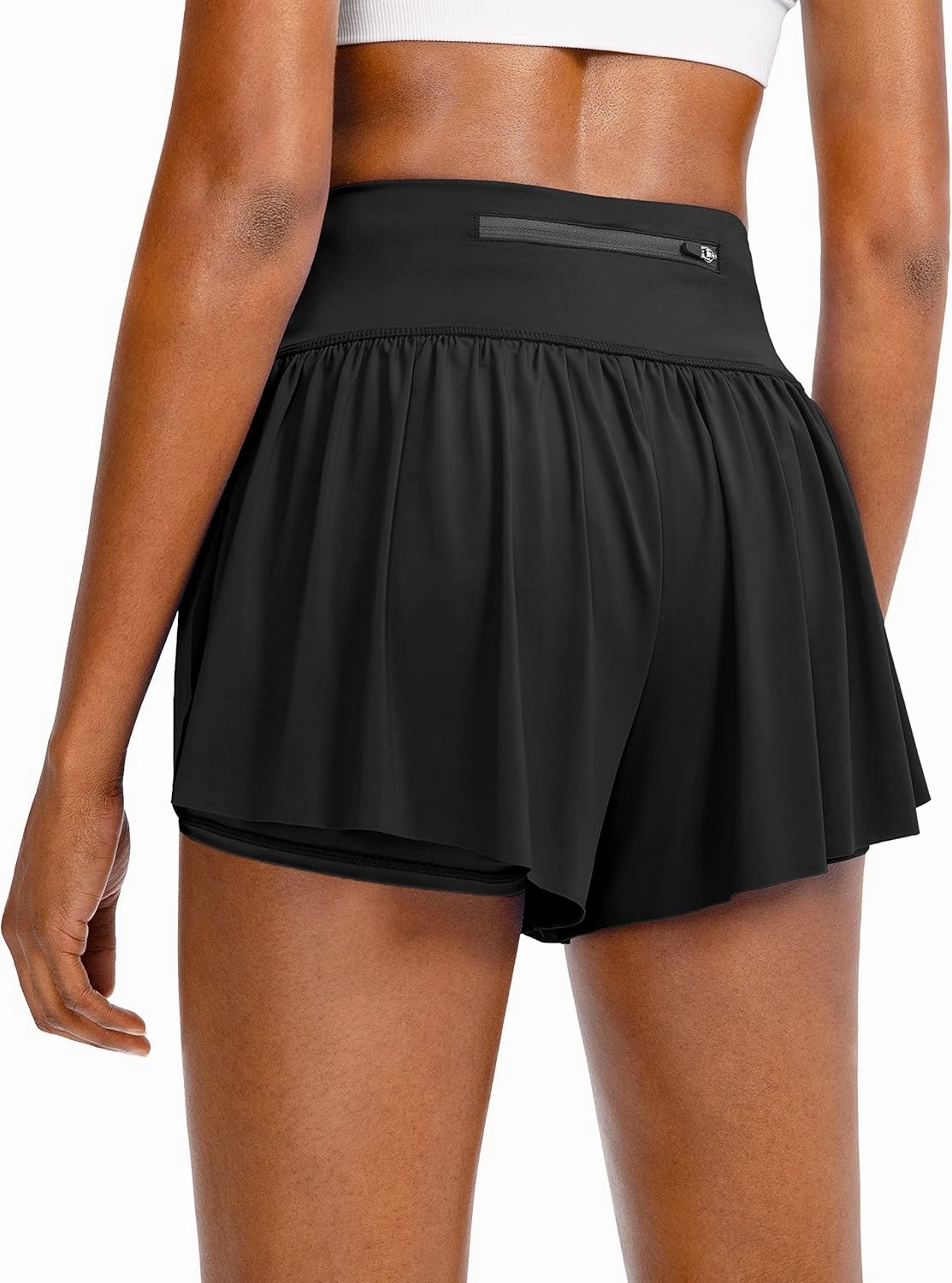Flowy Running Shorts for Women with 4 Pockets 2 in 1 High Waisted Women's Butterfly Workout Athletic Tennis Skirt Shorts