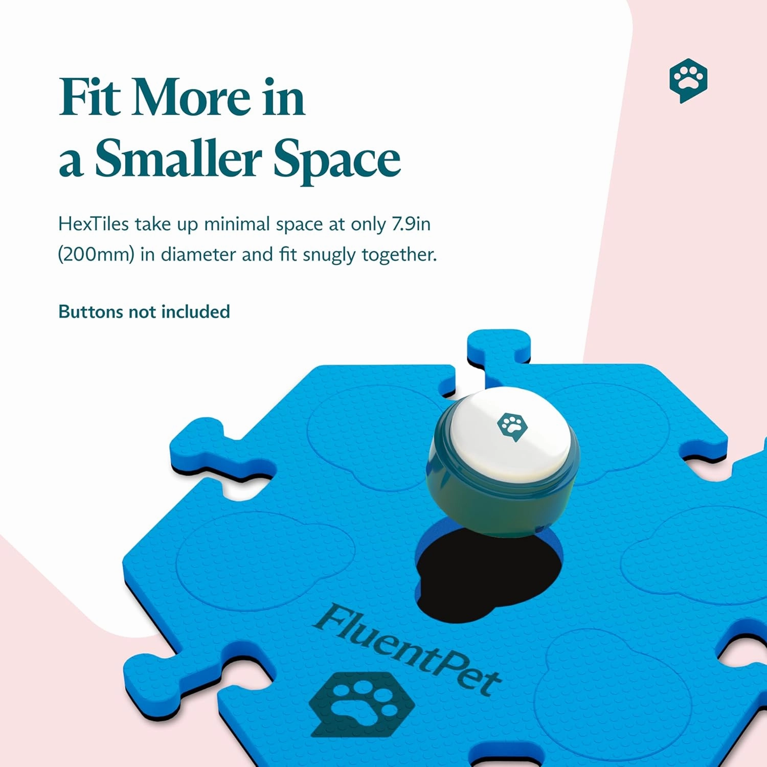 FluentPet HexTiles - Depths 3-Pack | Accessory Dog and Cat Button Learning Kits | Can Hold Up to 6 Buttons | Soft, Durable, and Non-Slip | Gift for Pet Lovers | Comes in 12 Colors