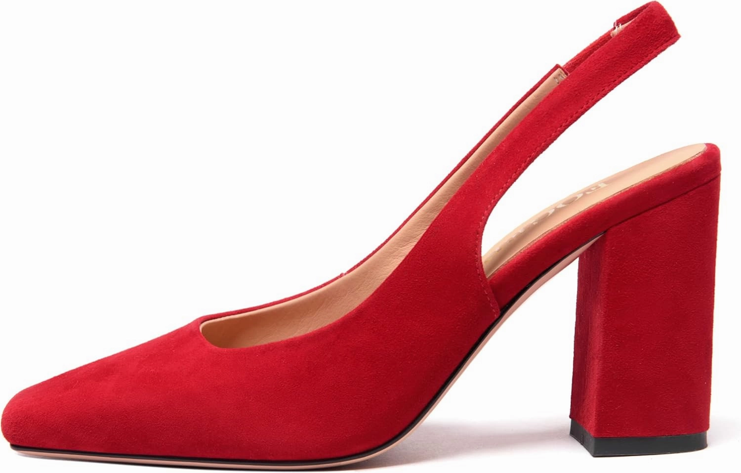 FOGEENA Womens Fashion Slingback Sexy Wedding Suede Leather Square Toe Comfortable Block High Heel Pumps Dress Shoes 3.5 Inch