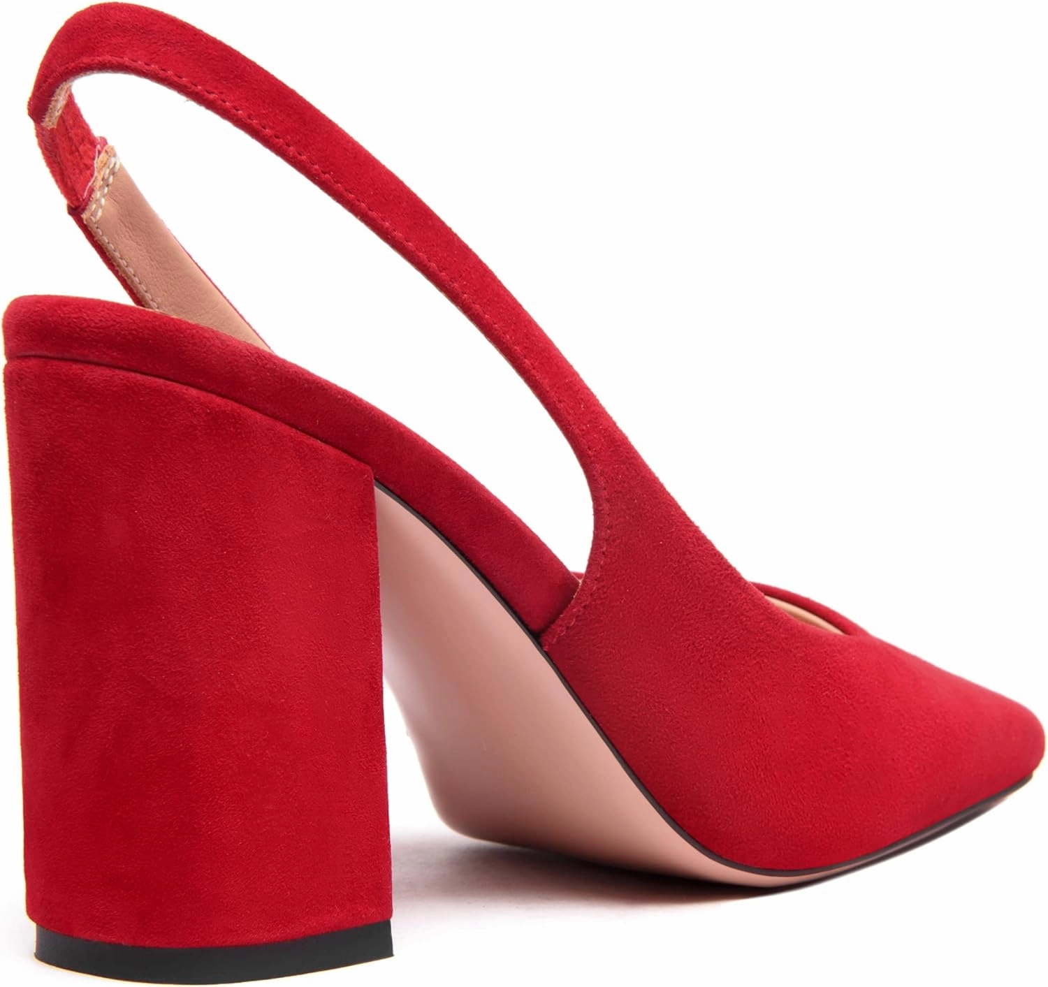FOGEENA Womens Fashion Slingback Sexy Wedding Suede Leather Square Toe Comfortable Block High Heel Pumps Dress Shoes 3.5 Inch