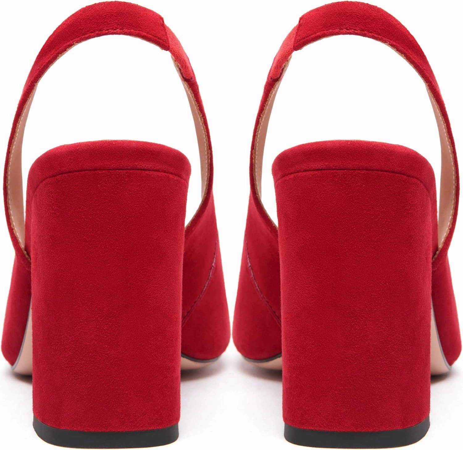 FOGEENA Womens Fashion Slingback Sexy Wedding Suede Leather Square Toe Comfortable Block High Heel Pumps Dress Shoes 3.5 Inch