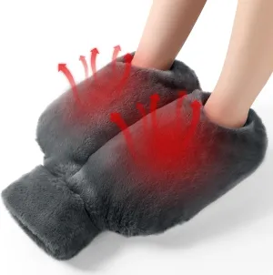 Foot Warmer,2L Heated Feet Warmer with Removeable & Washable Plush Cover Warm in Winter,Heated Feet Warmers for Feet Pain Relief,Natural Rubber for Women and Men,Size 35 to 45 (Dark Grey with Heel)
