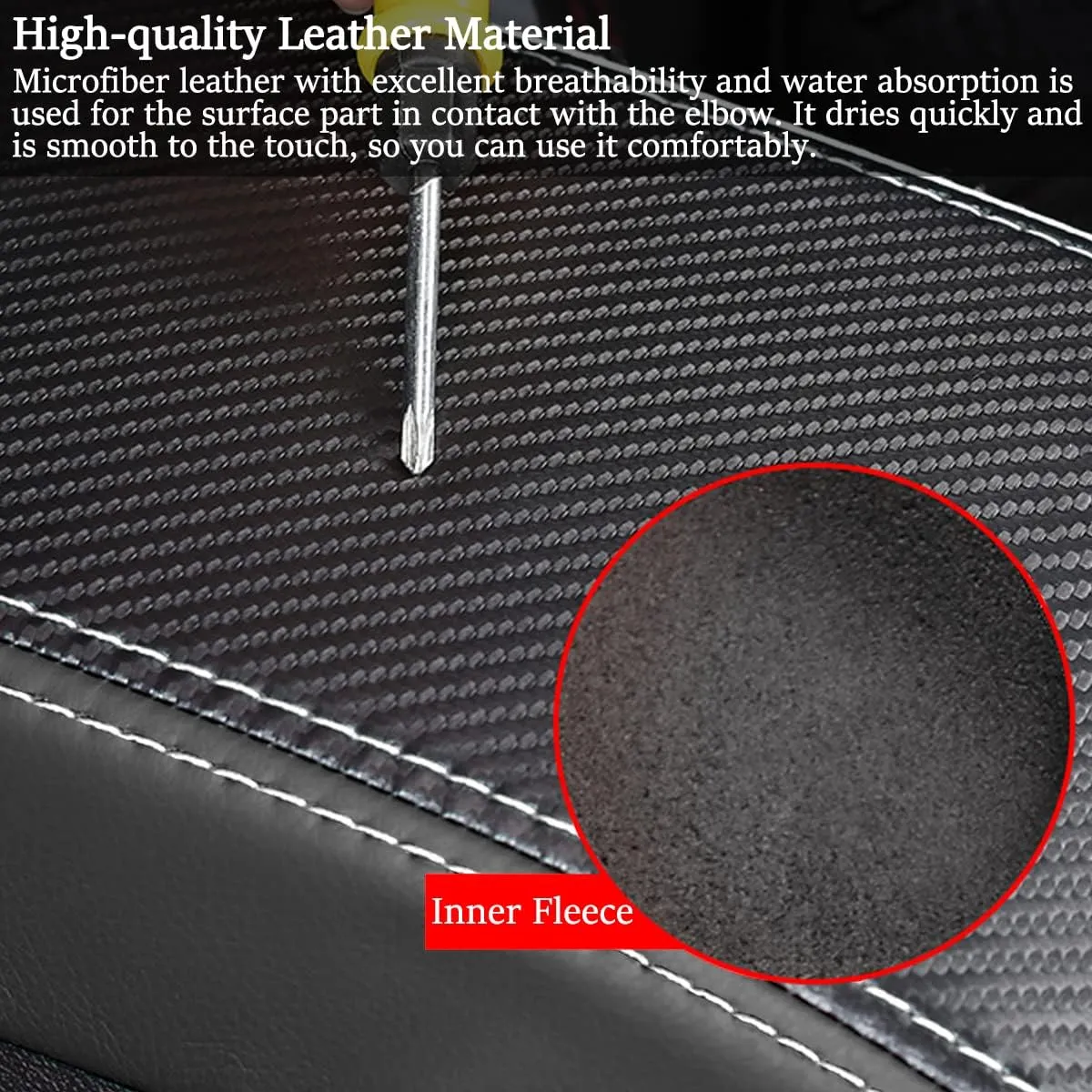 for Dodge Challenger 2015-2023 Car Armrest Cover Waterproof Center Console Pad Covers Scratch Resistance Box Cover Leather Protector Pad Decoration Accessories(Carbon Fiber   Black)